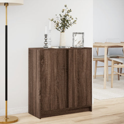 Credenza con LED Rovere Marrone 77x34x85 cm Legno Multistrato