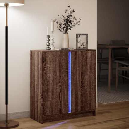 Credenza con LED Rovere Marrone 77x34x85 cm Legno Multistrato