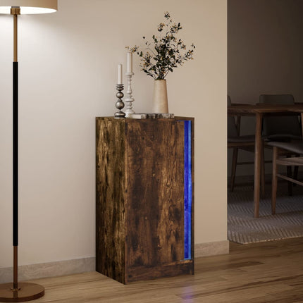 Credenza con LED Rovere Fumo 42,5x34x85 cm in Legno Multistrato