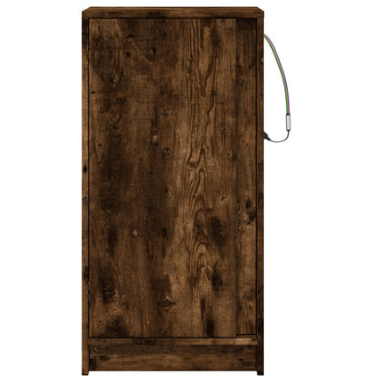 Credenza con LED Rovere Fumo 42,5x34x85 cm in Legno Multistrato