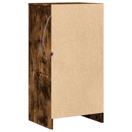 Credenza con LED Rovere Fumo 42,5x34x85 cm in Legno Multistrato
