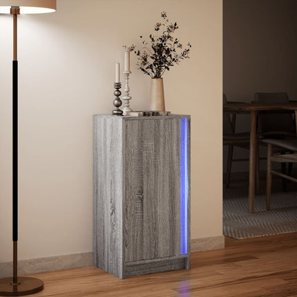 Credenza con LED Grigio Sonoma 42,5x34x85 cm Legno Multistrato