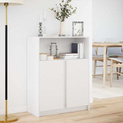 Credenza con LED Bianca 77x34x100 cm in Legno Multistrato