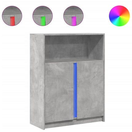 Credenza con LED Grigio Cemento 77x34x100 cm Legno Multistrato