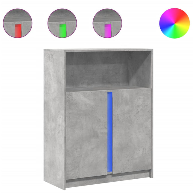 Credenza con LED Grigio Cemento 77x34x100 cm Legno Multistrato