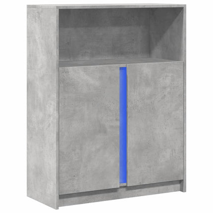 Credenza con LED Grigio Cemento 77x34x100 cm Legno Multistrato