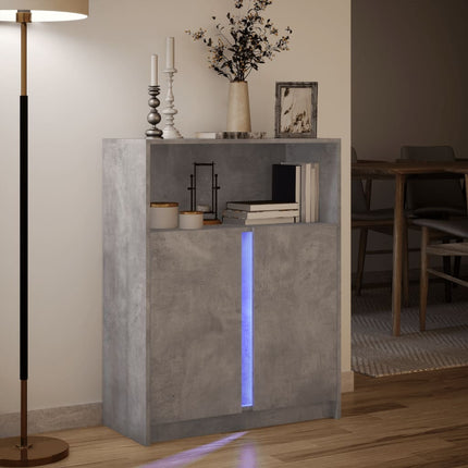 Credenza con LED Grigio Cemento 77x34x100 cm Legno Multistrato