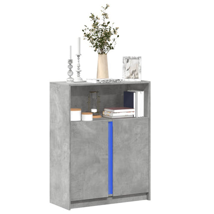 Credenza con LED Grigio Cemento 77x34x100 cm Legno Multistrato