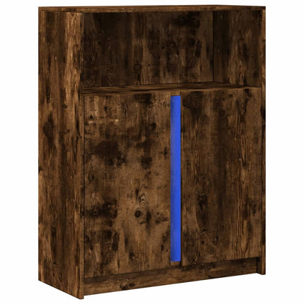 Credenza con LED Rovere Fumo 77x34x100 cm in Legno Multistrato