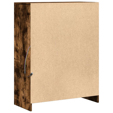 Credenza con LED Rovere Fumo 77x34x100 cm in Legno Multistrato