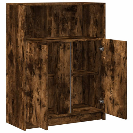 Credenza con LED Rovere Fumo 77x34x100 cm in Legno Multistrato