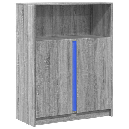 Credenza con LED Grigio Sonoma 77x34x100cm in Legno Multistrato