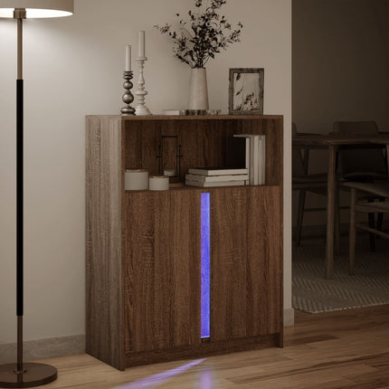 Credenza con LED Rovere Marrone 77x34x100 cm Legno Multistrato