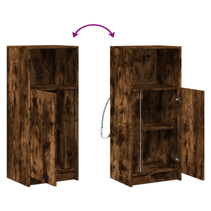Credenza con LED Rovere Fumo 42,5x34x100cm in Legno Multistrato