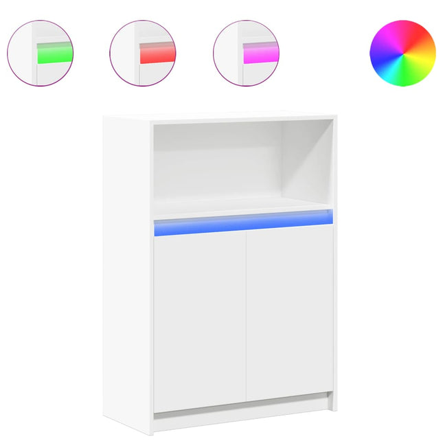 Credenza con LED Bianca 72x34x100 cm in Legno Multistrato