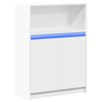 Credenza con LED Bianca 72x34x100 cm in Legno Multistrato