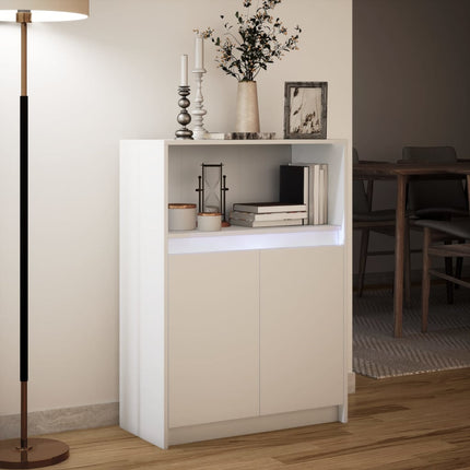 Credenza con LED Bianca 72x34x100 cm in Legno Multistrato