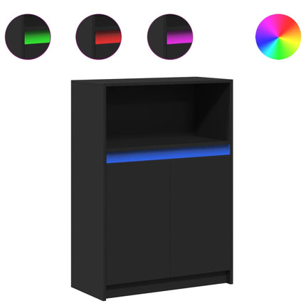 Credenza con LED Nera 72x34x100 cm in Legno Multistrato