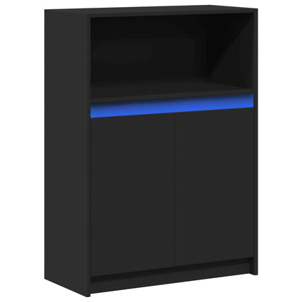 Credenza con LED Nera 72x34x100 cm in Legno Multistrato