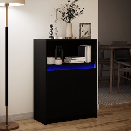 Credenza con LED Nera 72x34x100 cm in Legno Multistrato