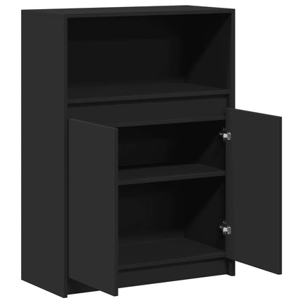 Credenza con LED Nera 72x34x100 cm in Legno Multistrato