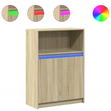 Credenza con LED Rovere Sonoma 72x34x100cm in Legno Multistrato