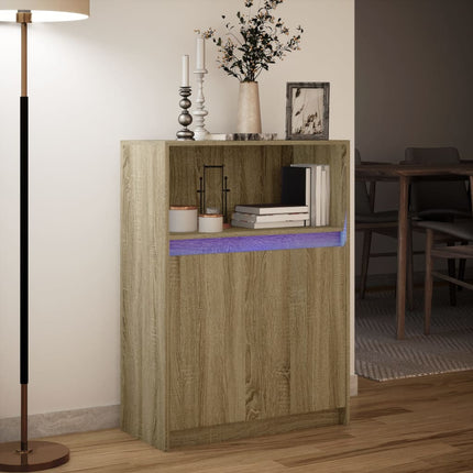 Credenza con LED Rovere Sonoma 72x34x100cm in Legno Multistrato