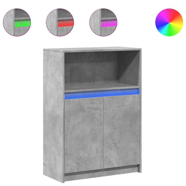 Credenza con LED Grigio Cemento 72x34x100 cm Legno Multistrato