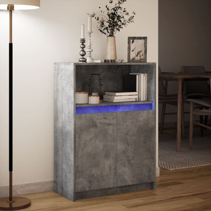 Credenza con LED Grigio Cemento 72x34x100 cm Legno Multistrato
