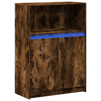 Credenza con LED Rovere Fumo 72x34x100 cm in Legno Multistrato