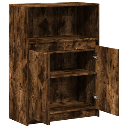 Credenza con LED Rovere Fumo 72x34x100 cm in Legno Multistrato