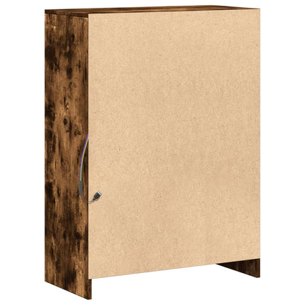 Credenza con LED Rovere Fumo 72x34x100 cm in Legno Multistrato