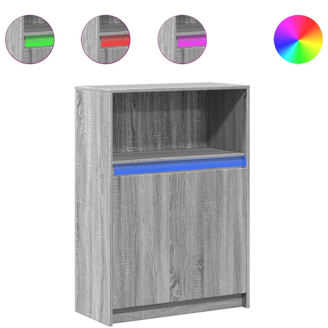 Credenza con LED Grigio Sonoma 72x34x100cm in Legno Multistrato
