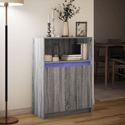 Credenza con LED Grigio Sonoma 72x34x100cm in Legno Multistrato