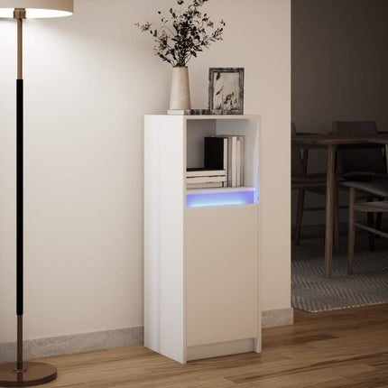 Credenza con LED Bianca 38x34x100 cm in Legno Multistrato