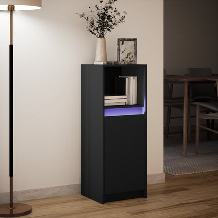 Credenza con LED Nera 38x34x100 cm in Legno Multistrato