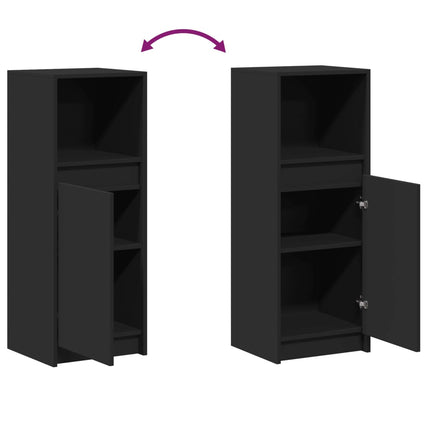 Credenza con LED Nera 38x34x100 cm in Legno Multistrato