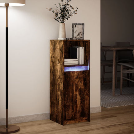Credenza con LED Rovere Fumo 38x34x100 cm in Legno Multistrato