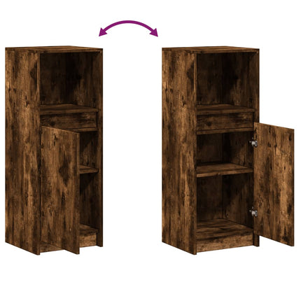 Credenza con LED Rovere Fumo 38x34x100 cm in Legno Multistrato