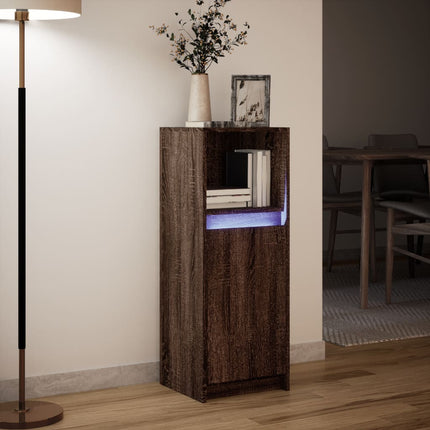 Credenza con LED Rovere Marrone 38x34x100 cm Legno Multistrato