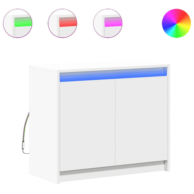 Credenza con LED Bianca 72x34x61 cm in Legno Multistrato
