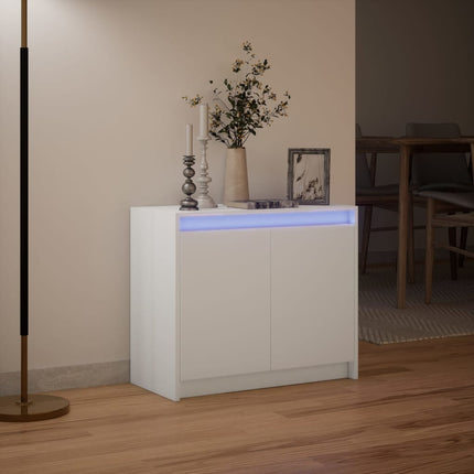 Credenza con LED Bianca 72x34x61 cm in Legno Multistrato