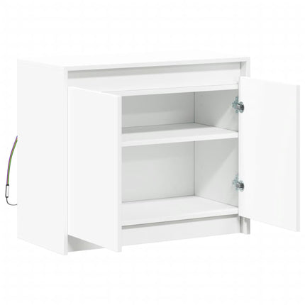 Credenza con LED Bianca 72x34x61 cm in Legno Multistrato