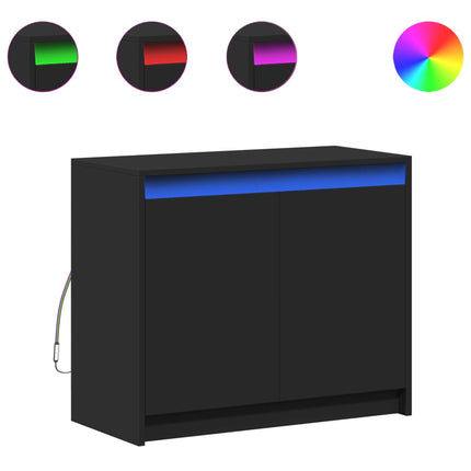 Credenza con LED Nera 72x34x61 cm in Legno Multistrato