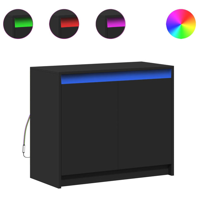 Credenza con LED Nera 72x34x61 cm in Legno Multistrato