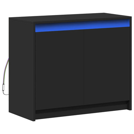 Credenza con LED Nera 72x34x61 cm in Legno Multistrato