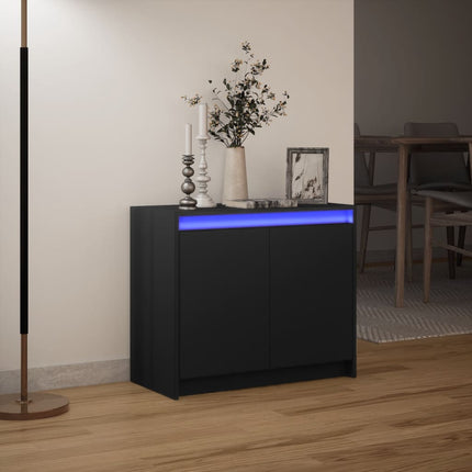 Credenza con LED Nera 72x34x61 cm in Legno Multistrato
