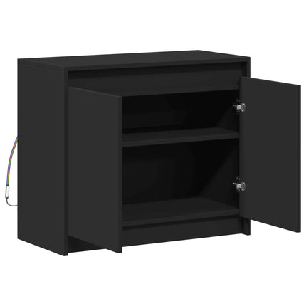 Credenza con LED Nera 72x34x61 cm in Legno Multistrato