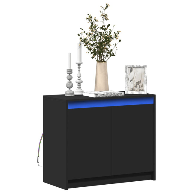 Credenza con LED Nera 72x34x61 cm in Legno Multistrato