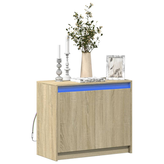 Credenza con LED Rovere Sonoma 72x34x61 cm in Legno Multistrato